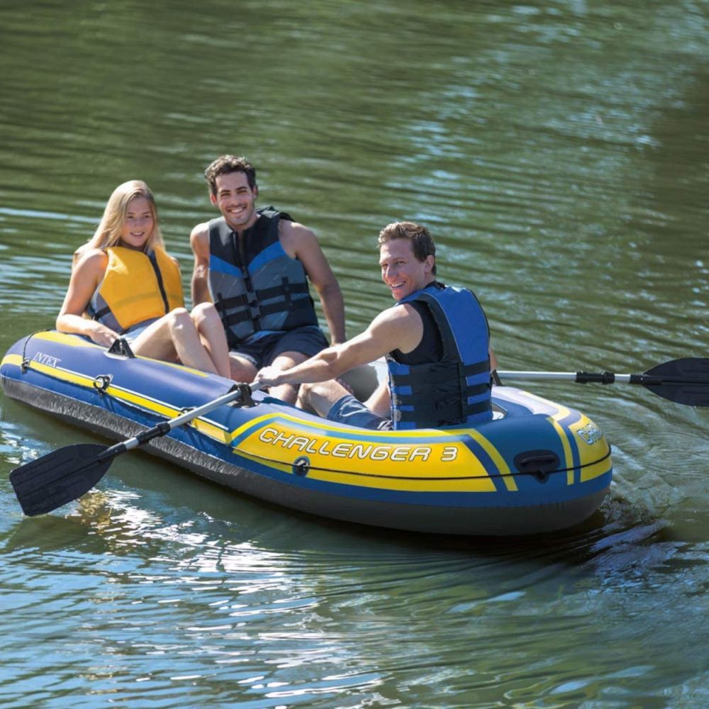 Intex Challenger 3 opblaasboot set met peddels en pomp