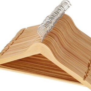 30 Houten Kledinghangers - Kleerhanger met Inkeping en Broeklat - Metalen Haak - Dames/Heren/Volwassenen - Bruin - 30 Stuks