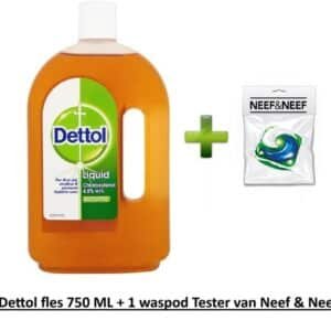 Dettol Antisepticum - wondermiddel - Antisepticum - Multireiniger - 750 ml + Neef & Neef huismerk Waspod testertje GRATIS erbij!
