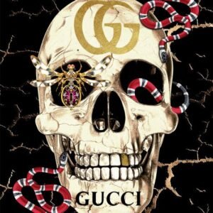 Glasschilderij 80x120cm Gucci skull