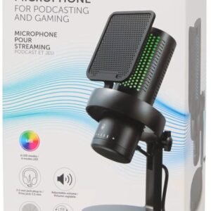 Nor-Tec Streaming Microfoon | USB Microfoon Gaming | Microfoon Podcasting | Professionele Condensator Microfoon | LED Verlichting 6 Modi | Cardioïde Richting | Microfoon voor PC Laptop PS5 | Volume Knop | 180° Verstelbare Standaard