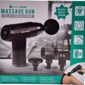 Silvergear Massage Gun - Verlicht Spanning in de Spieren - 2 uur Accuduur - 4 Opzetstukken - 6 Standen