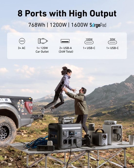 Anker SOLIX C800X - 768Wh - Portable powerstation - Backup stroomuitval - Camping - Outdoor
