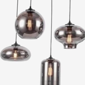 Smoke hanglamp glas 4 lights mix