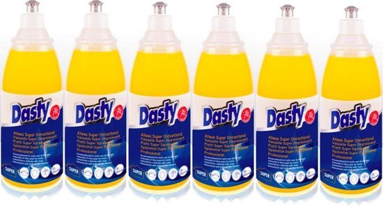 Dasty Afwas Super Ontvettend 6st. Keuken Ontvetter Afwasmiddel + GRATIS set van 5x schuursponzen en 1x set van schoonmaakhandschoenen