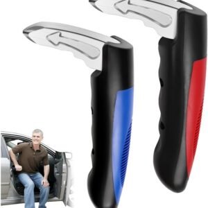 2 stuks - Autodeurgreephulp - Autodeurgreep voor Ouderen - Steunstang voor de Deurgreep - Voertuigsteun - Gordelsnijder - Ruitenbreker - Ergonomie - Auto-noodhulpmiddel - Geschikt voor alle Voertuigen - Autogadgets - Blauw en rood