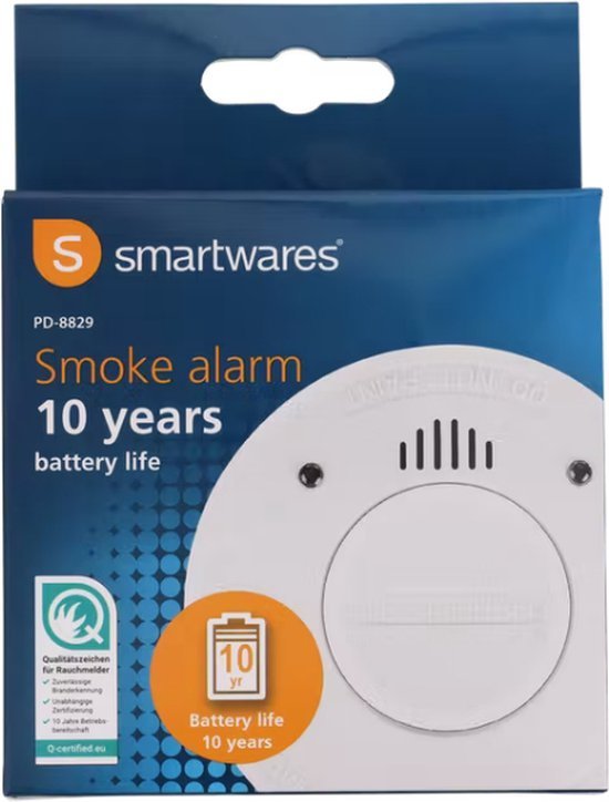 Smartwares Rookmelder 10 jaar batterij - Brandmelder - Verplicht vanaf 1 juni 2022 - CE en EN markering - Lange levensduur - Veilig wonen - Huis - Gratis Verzenden