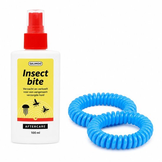 Insect Bite Aftercare Spray 100 ml + 2x Citronella Armband | Muggen Verzorgingsset | Camping, Vakantie & Tuin