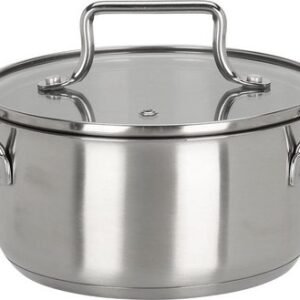 Kookpan speelgoed RVS met glazen deksel - educatief kinderspeelgoed 16cm.