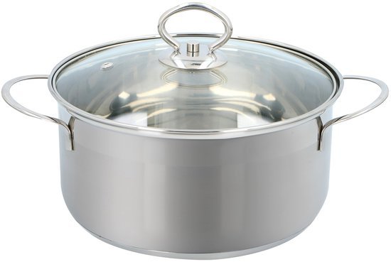 alpina Kookpan 20 cm - 2L - RVS Pan - Glazen Deksel - Alle Warmtebronnen - Pan Inductie
