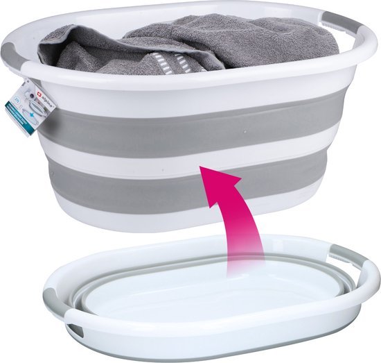 alpina Opvouwbare Wasmand - 60 x 30 x 45 cm - Plooimand - Handig op de camping - Kunststof