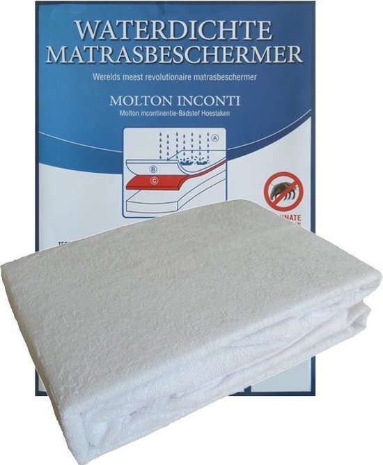 Molton Inconti | Waterdichte Matrasbeschermer | Molton Incontinentie-Badstof Hoeslaken | Anti Vlekken | Anti Huismijt | Easy Fit | 140x200 cm
